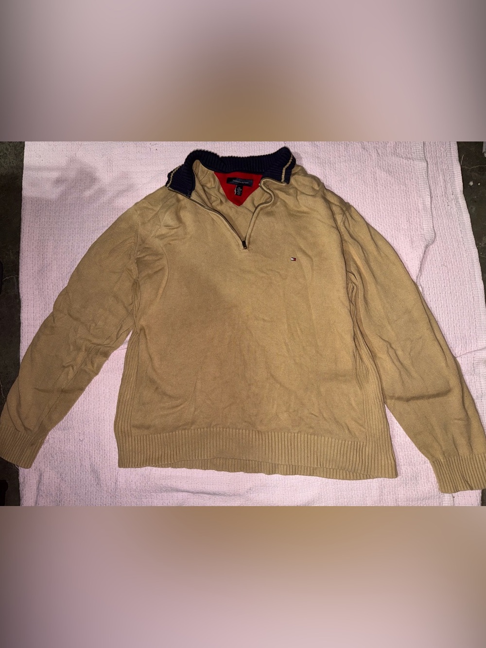 Tommy Hilfiger Men’s Tan Quarter-Zip Sweater XXL